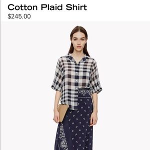Theory Cotton Plaid Shirt